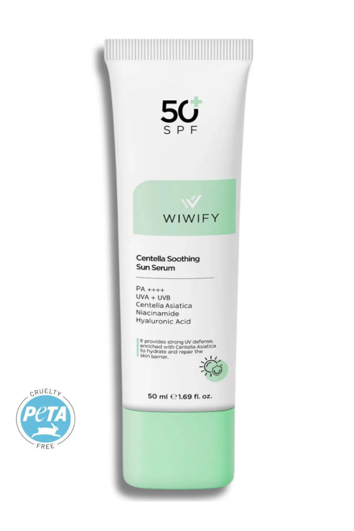 Fenomen Seçimi WIWIFY Yatıştırıcı Onarıcı Yüksek Korumalı Centella Soothing Sun Serum Spf 50+ Pa++++ 50ml Güneş Kremi