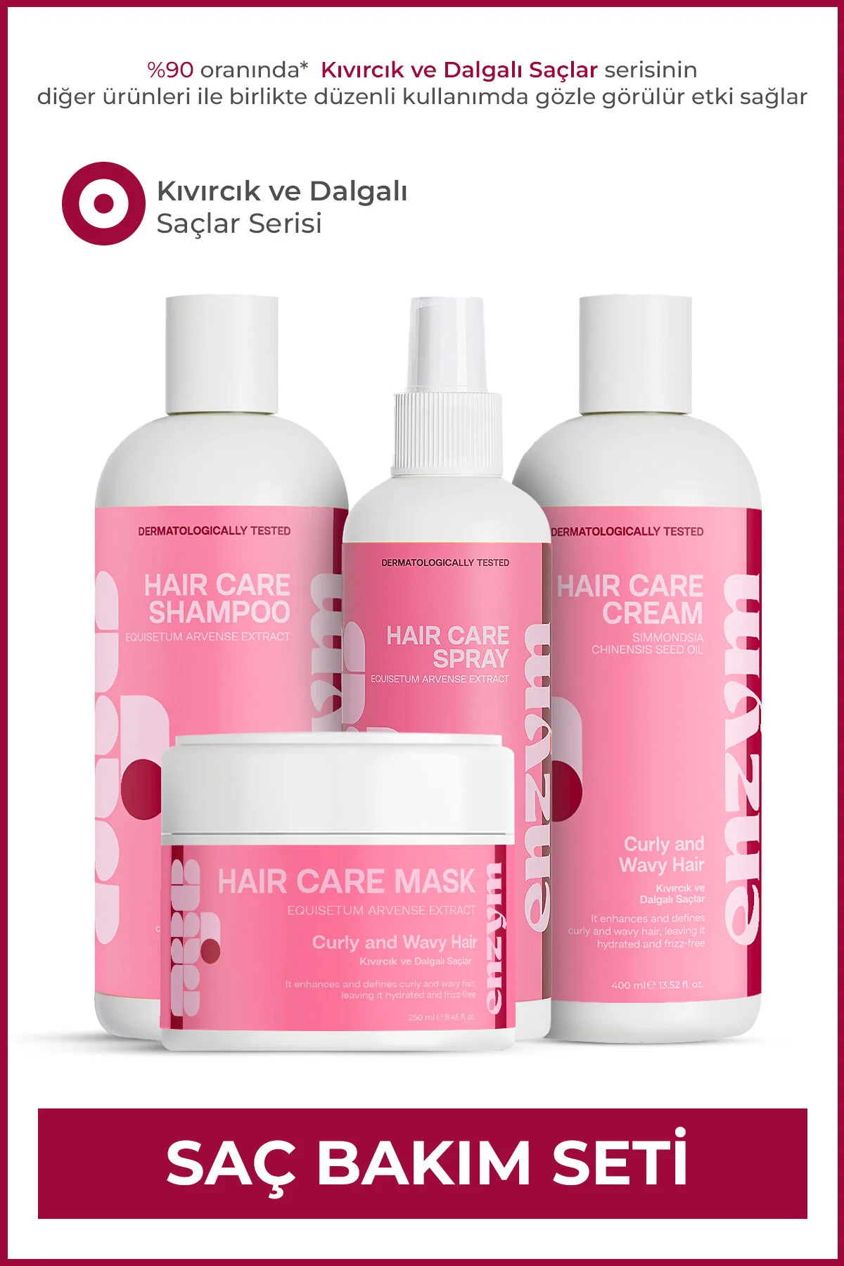 10 Günün En Düşük Fiyatı ENZYM COSMETICS Kıvırcık Ve Dalgalı Saçlar İçin Saç Bakım Seti (Bukle Belirginleştirici) (Şampuan,Maske,Sprey,Krem) 🧡 3,6B kişi favoriledi!