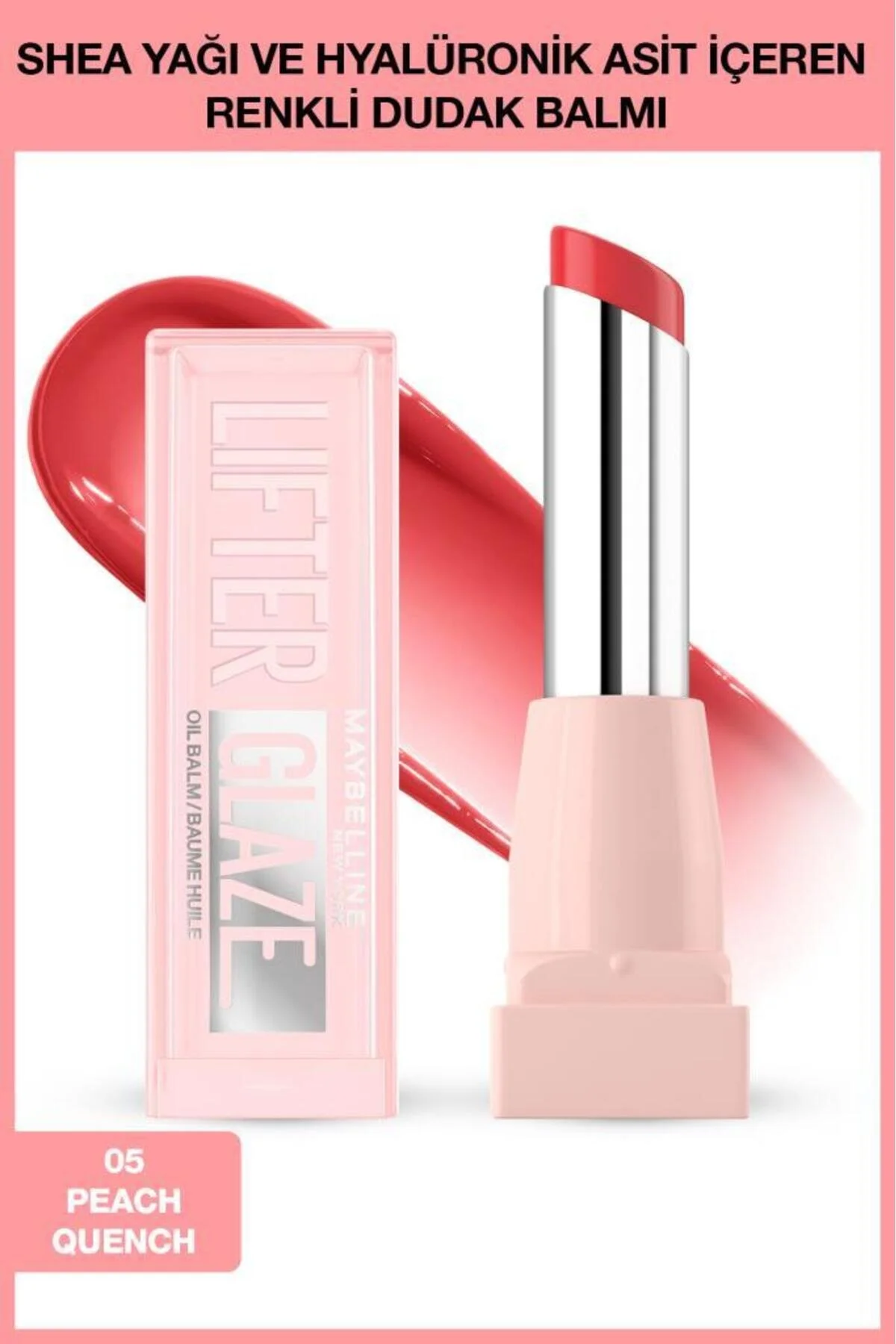 8 Başarılı Satıcı Maybelline New York Lifter Glaze Shea Yağı ve Hyalüronik Asit içeren Renkli Dudak Balmı - 05 Peach Quench