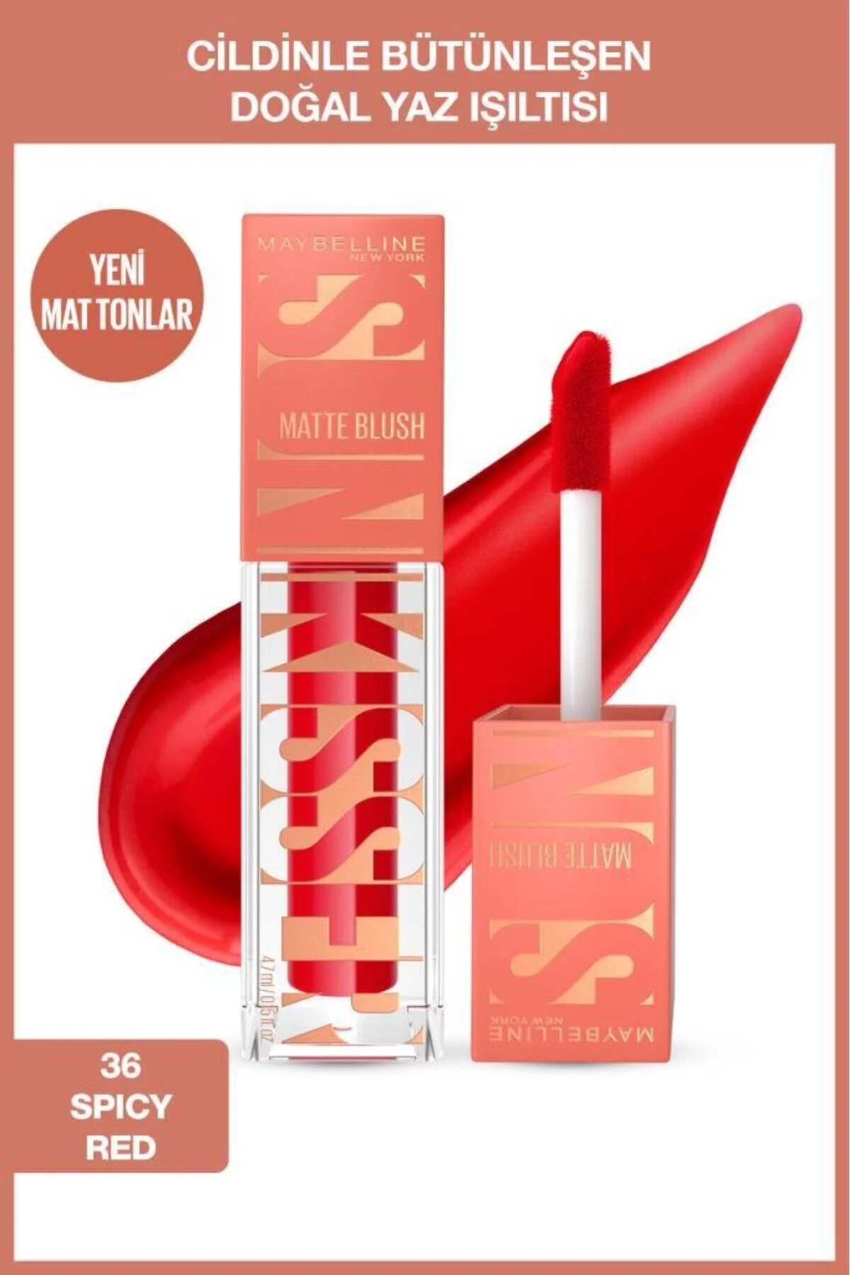 4 10 Günün En Düşük Fiyatı Maybelline New York Sunkisser Hazy Matte Likit Allık - 36 Spicy Red