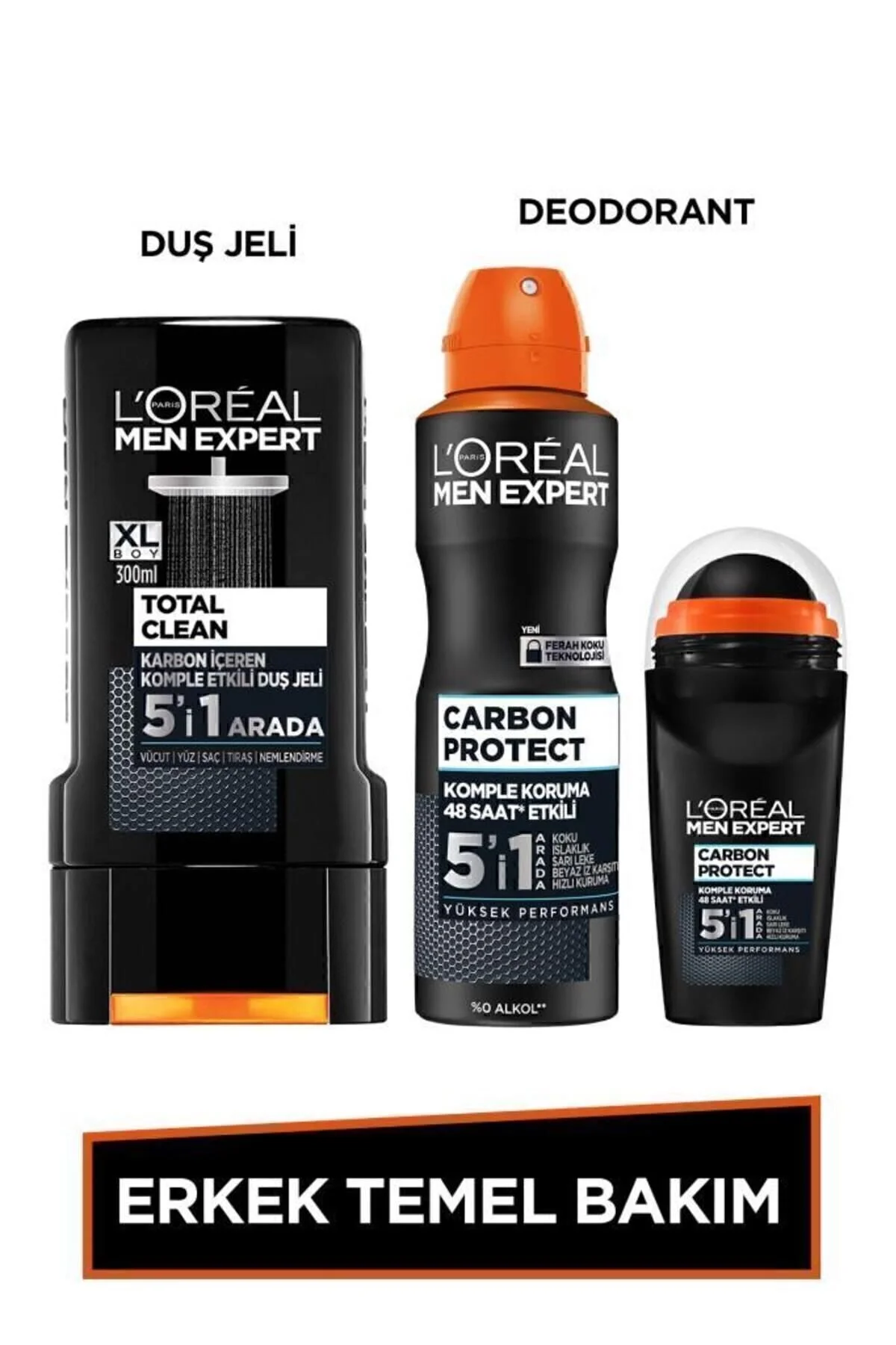 10 Günün En Düşük Fiyatı L'Oreal Paris Men Expert Erkek Temel Bakım Seti Total Clean Kömürlü Duş Jeli 300 Ml + Carbon Protect Deodorant + Roll On 🧡 1,3B kişi favoriledi!