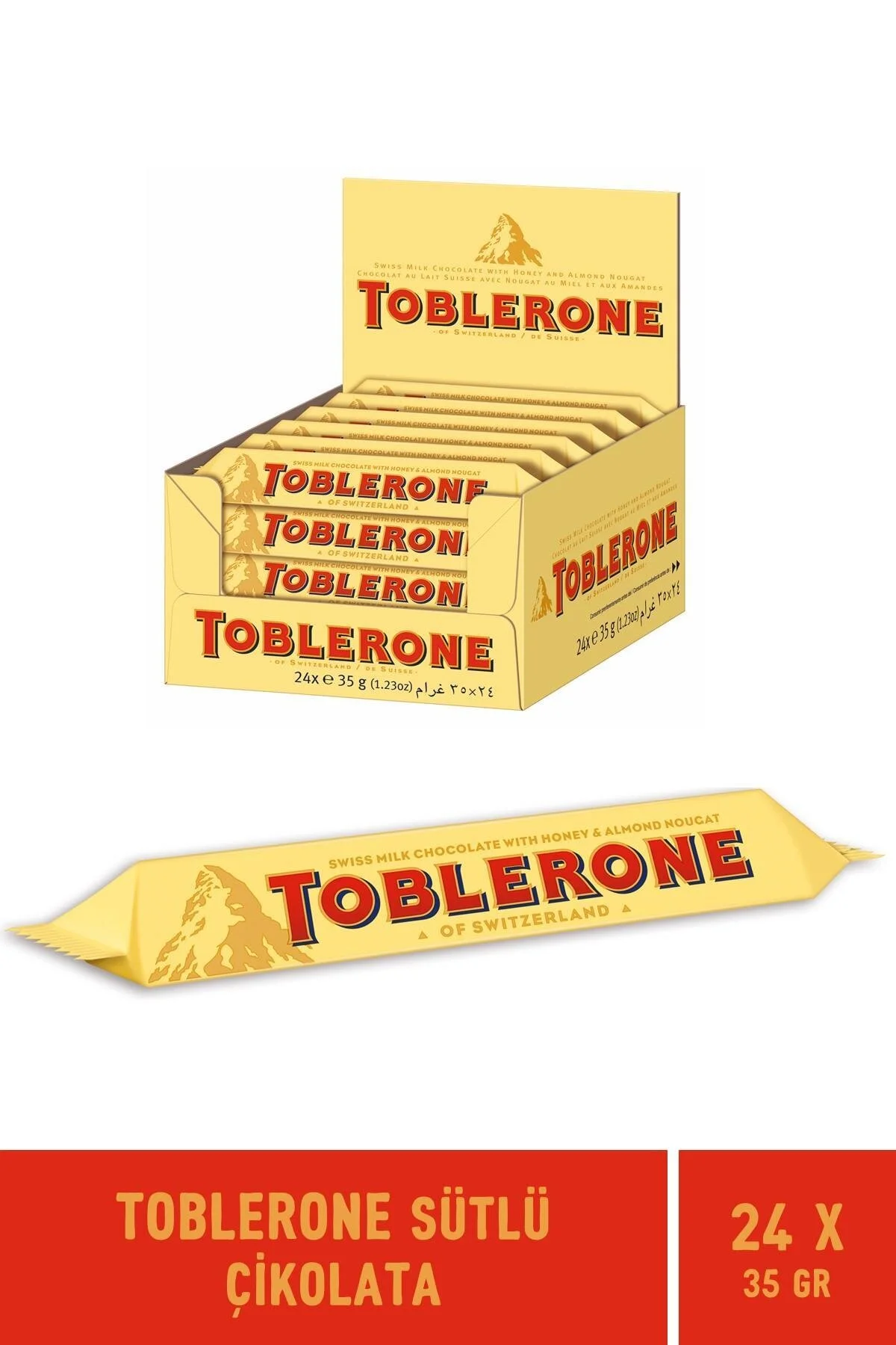 10 Günün En Düşük Fiyatı Toblerone Sütlü Bar Çikolata 35 gr - 24 Adet 🧡 1,7B kişi favoriledi!